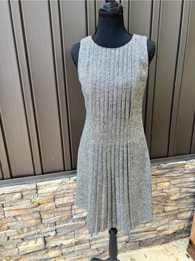Tory Burch Gray Pleated Knit Sleeveless Dress